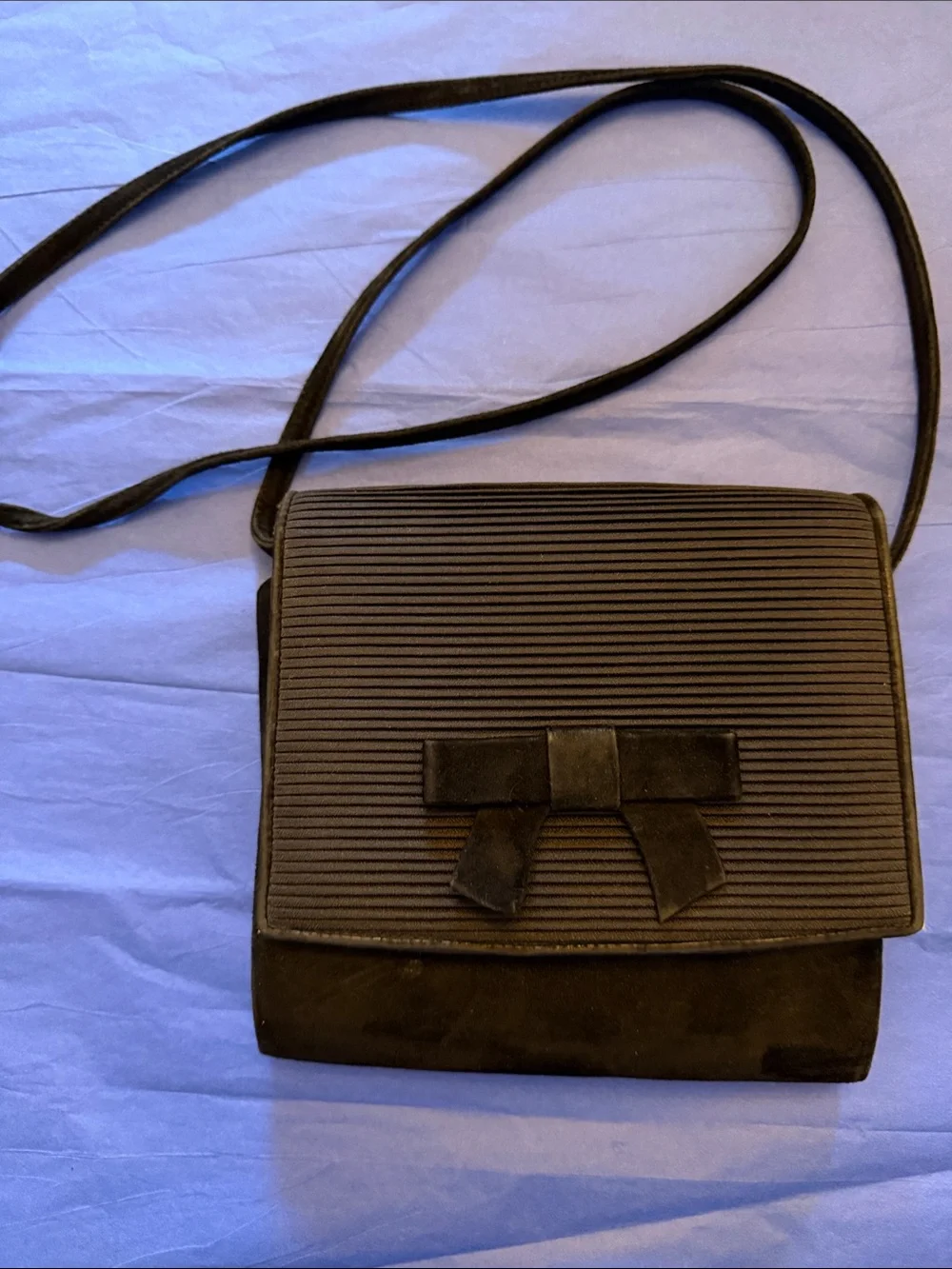 Black Women's Crossbody Bag with Bow Accent